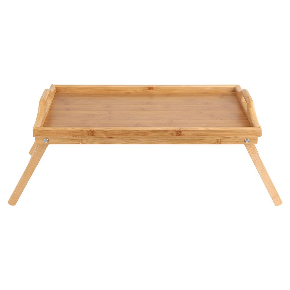 Portable Bamboo Wood Bed Tray Breakfast Laptop Desk Tea Food Serving Table Folding Leg