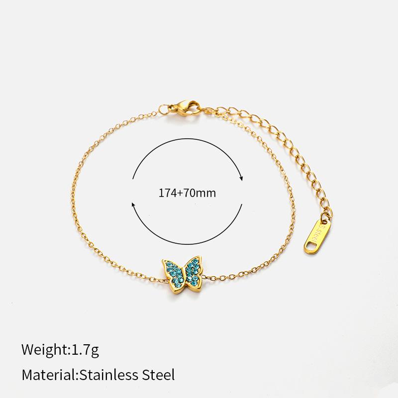 European and American new ins wind zircon butterfly bracelet women's personality fashion gold-plated stainless steel bracelet spot