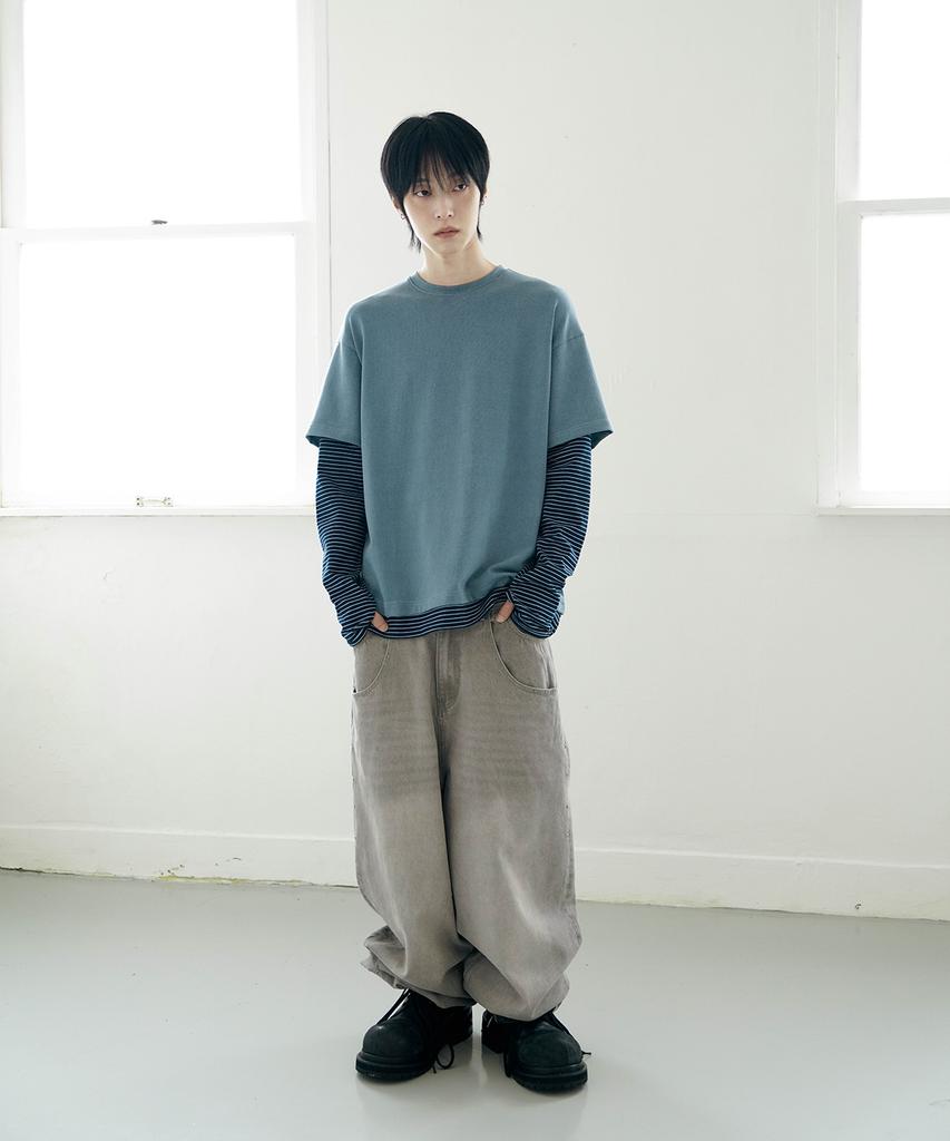 Mimdeowodeulobeu Striped Layered Long Sleeve_Blue