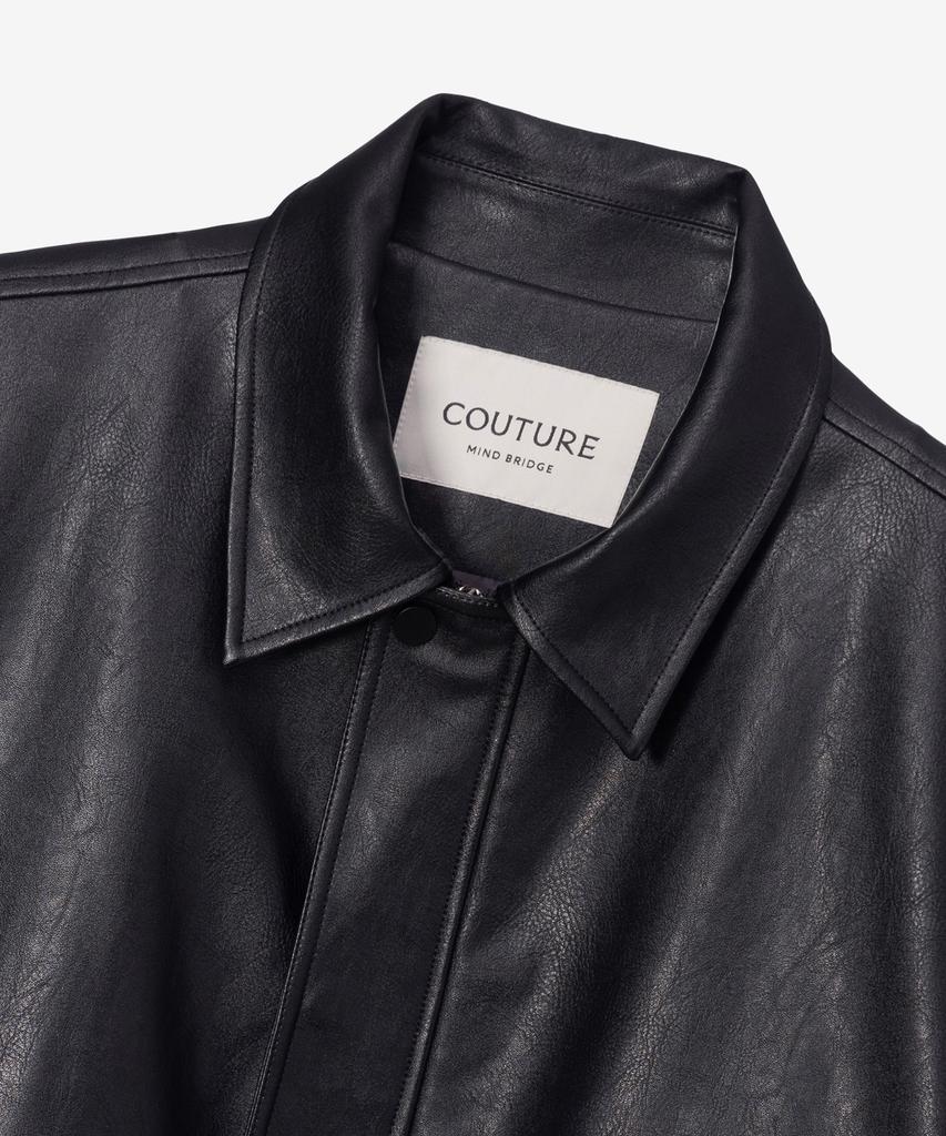 MINDBRIDGE [Couture] Out-Pocket Black Leather Oversized Blouson