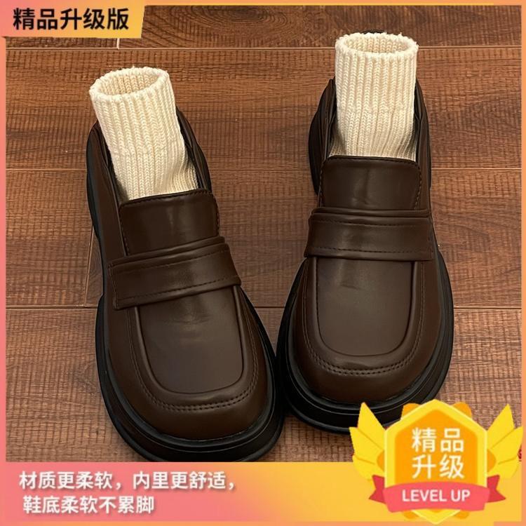Japanese college style thick-soled basic jk small leather shoes women's 2025 new spring and autumn versatile Korean version round head single shoe