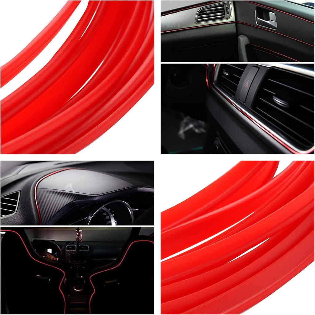 Red 5M Flexible Trim For DIY Automobile Car Interior Exterior Moulding Trim Decorative Line Strip
