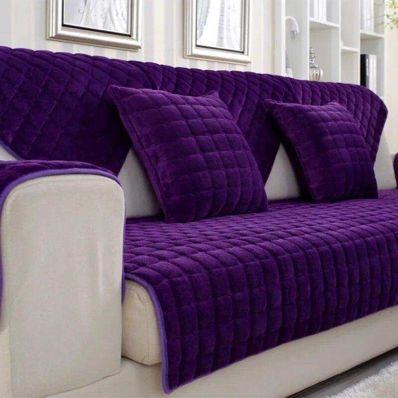 Warm Plush Sofa Cushion Solid Color Non-slip Sofa Cover Towel for Living Room Furniture Decor Slipcover Couch Cover Pets Kid Mat
