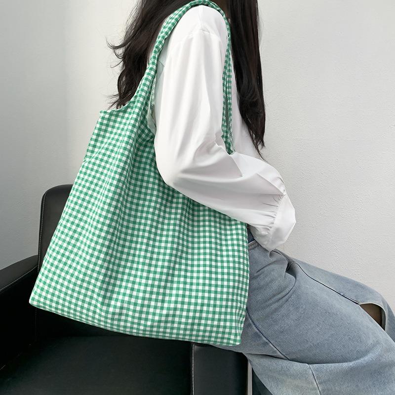 Retro Polka Dot Versatile Casual Tote Large Capacity Shoulder Canvas Bag