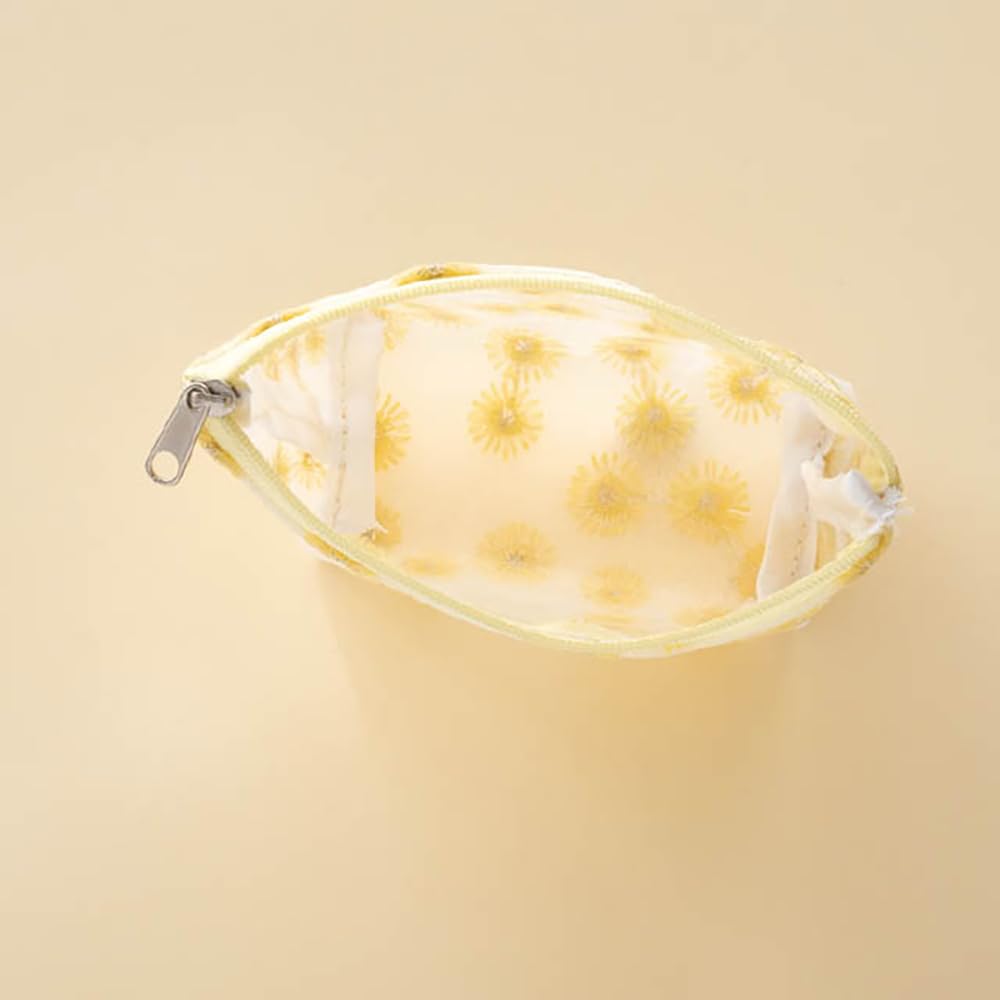 HEADS LHN-POSS Handmade Floral Embroidered Pouches, 15.5 (10.5) x 5.5 x 12 cm, SS, Baby Yellow, 10 Pcs