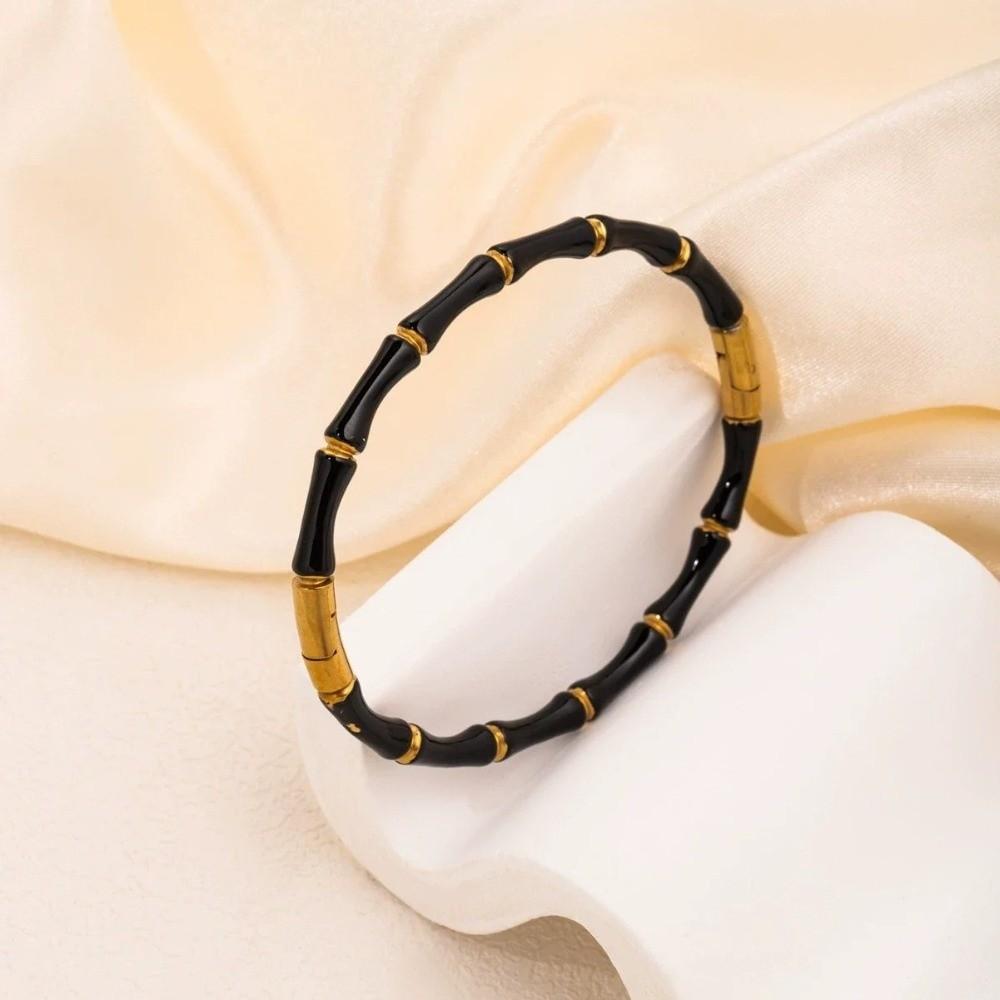 Stainless Steel Enamel Resin Bracelet Colorful Stainless Steel Bangle Bamboo Joint Bangle Party