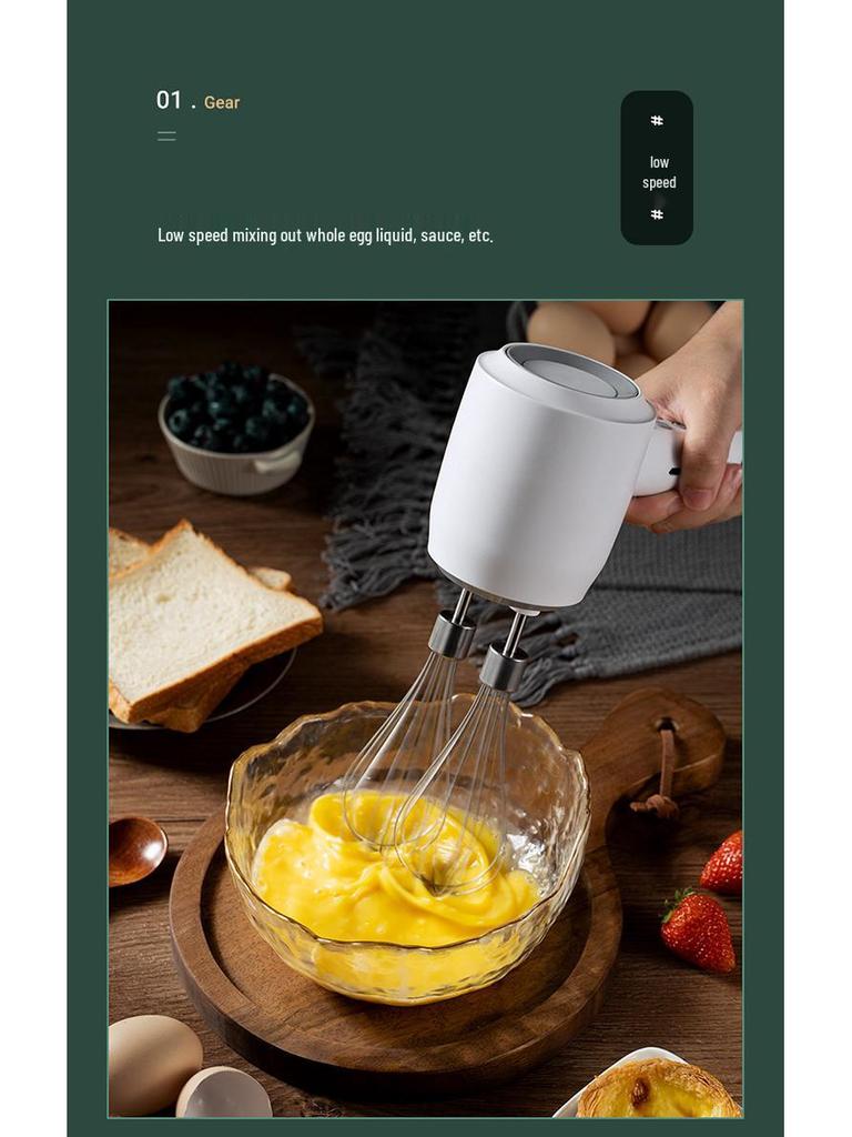 Wireless Dual-Head Electric Egg Beater: Handheld Multifunctional Mixer for Baking, Eggs, and More