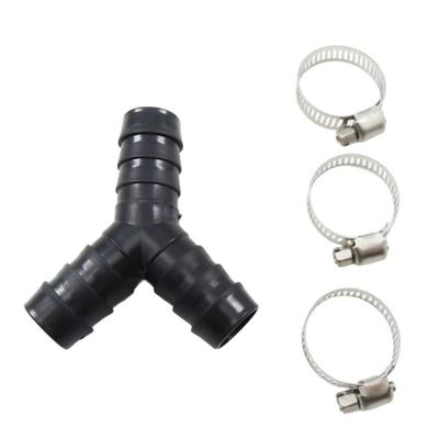 Raccord de drainage en forme de Y, tube d'extension en plastique noir pour machine à laver, diamètre 20 mm, étanche et stable.
