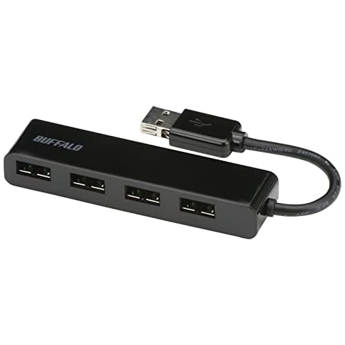 BUFFALO USB2.0 Bus Powered 4 Ports Both Hub Black BSH4U318D2BK