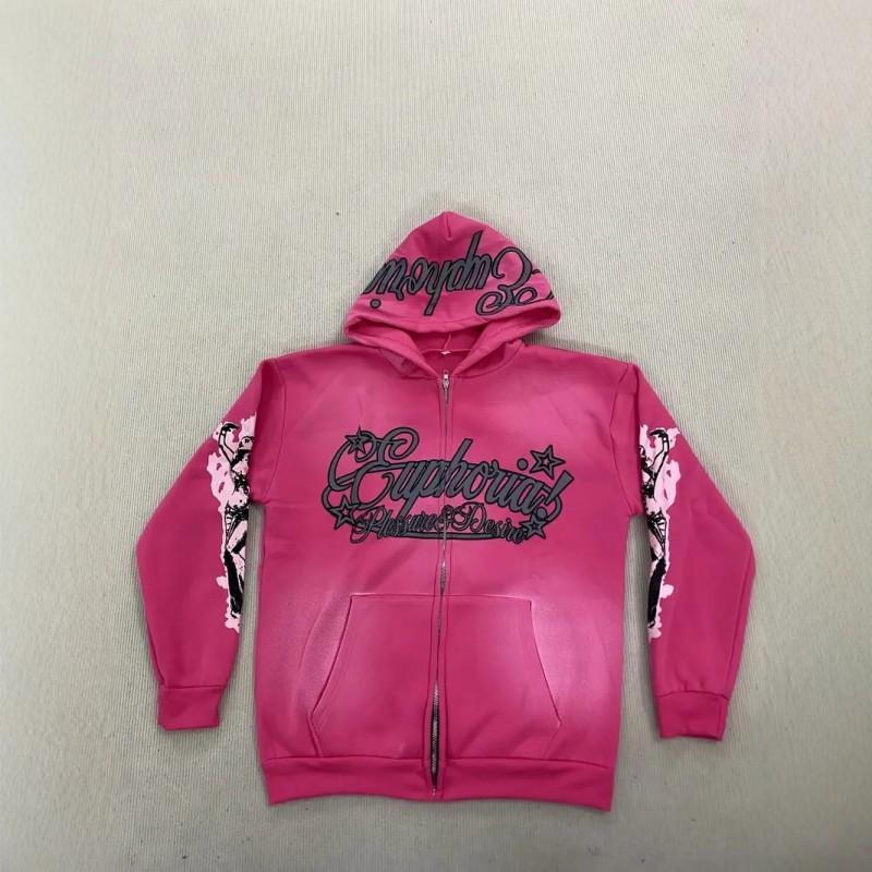 Felpa con zip Streetwear Stampata Giacca Casual Uomo Donna Vestibilità Larga Manica Lunga