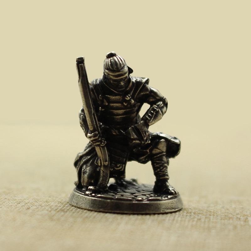 Pure White Samurai Copper Soldier Tabletop Battle Toy Model Ornament