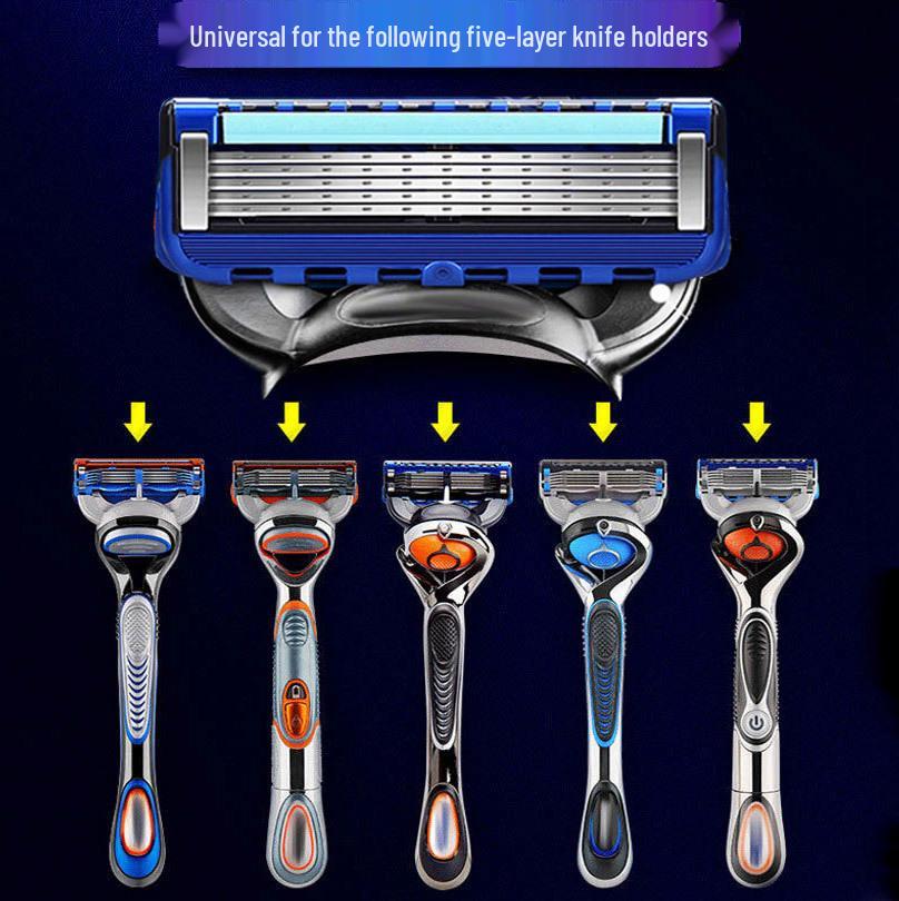 Orange 5-Layer Manual Razor for Men - Classic Beard Shaver