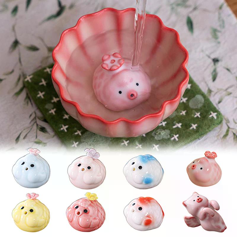 Seramik Çay Evcil Hayvanı Balık Heykeli Küçük Balık Fincan Altında Kabarcıklar Çıkarıyor Pembe Kabarcıklar Domuzcuk Süsü Su Bardakları Kupa Dekor Hediye