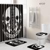 Skull Bathroom Shower Curtain Floor Mat Toilet Cover Foot Pad Four-Piece Pattern Size Fixed Zhi