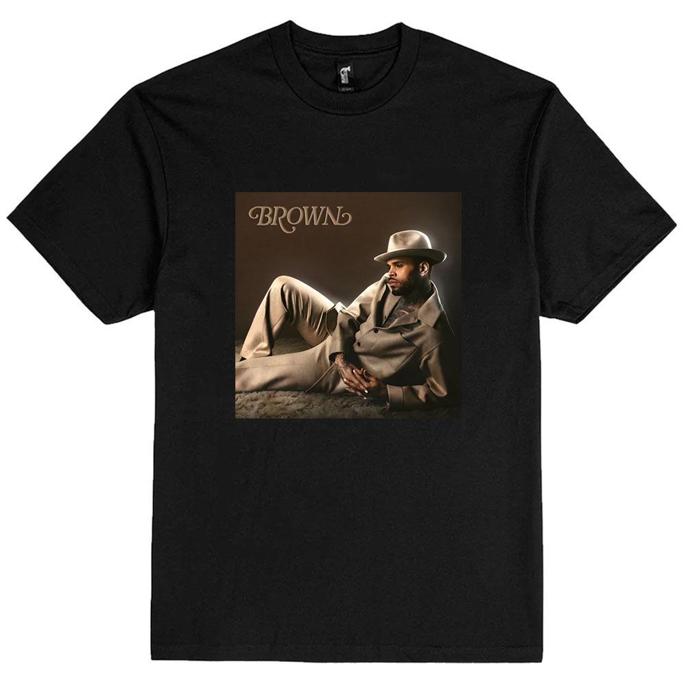 

Brown Album Print T-shirt Chris Brown Fashion Tshirts Cotton Short Sleeve Tees Unisex Summer Tops XXL чорний