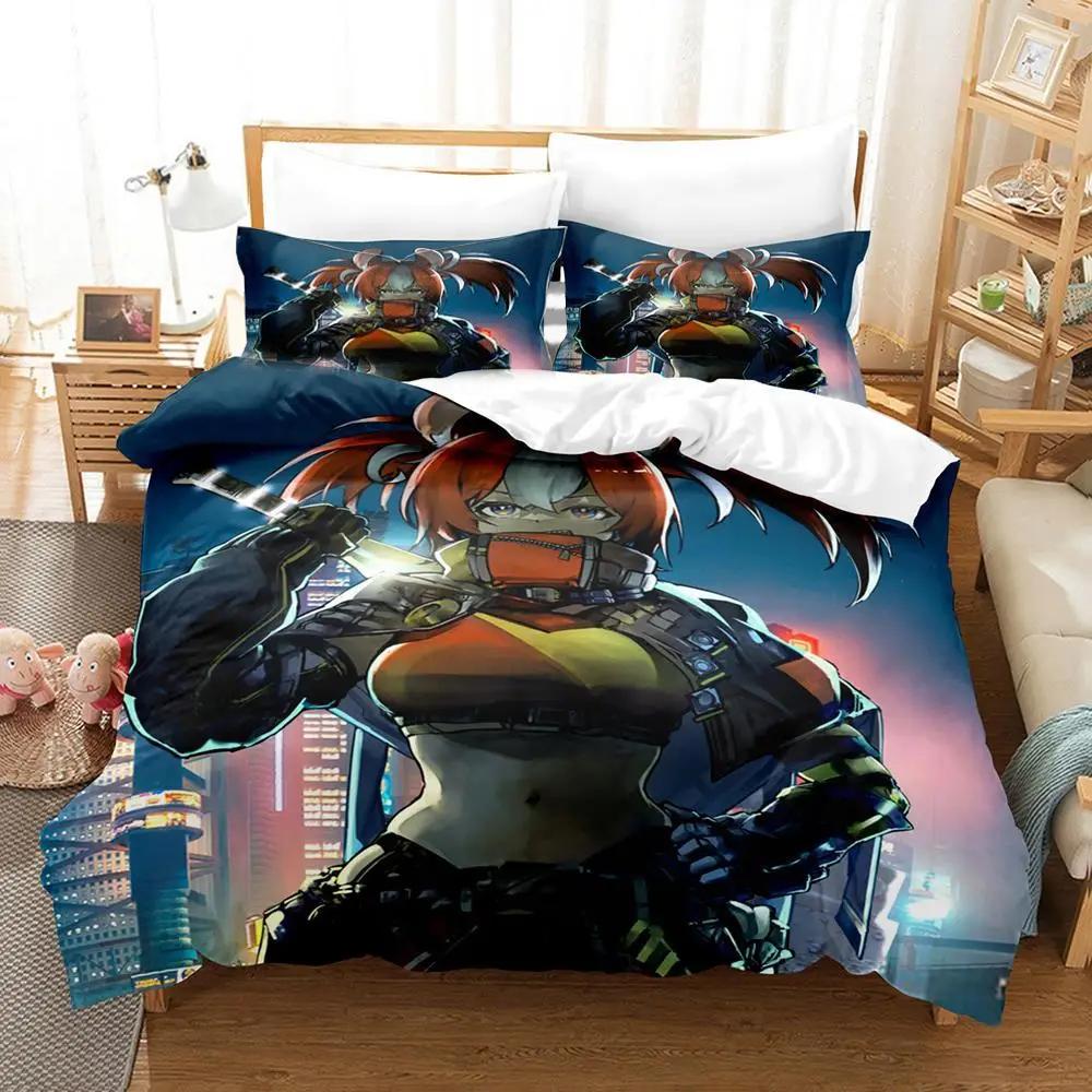 3D Print Hakos Baelz Anime Bedding Set Duvet Cover Bed Set Quilt Cover Pillowcase Comforter king Queen Size Boys Adult Bedding