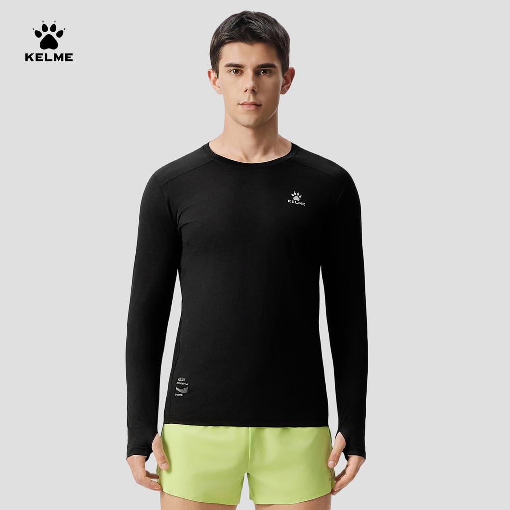 KELME Spring Cotton-Feel Quick-Dry Long Sleeve Sports T-Shirt Running Football Training Long Sleeve Sportswear Agate