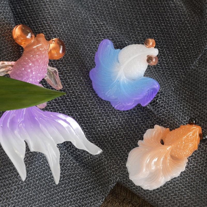 Kois Fish Keyring Mould Epoxy Resin Pendant Molds 3D Gold Fish Silicone Moulds for Keychain Jewelry Making Supplies