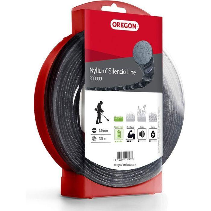 Fil Débroussailleuse Rond Torsade Nylium Silencio Noir Ø2.0mm/126m Oregon 800009 Faible Niveau Sonore Pour Une Coupe Confortable Et