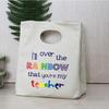 Rainbow Teacher Print Portable Lunch Box Bags Thermal Insulated Bento Tote Office School Food Cooler Storage Pouch Teacher Gifts