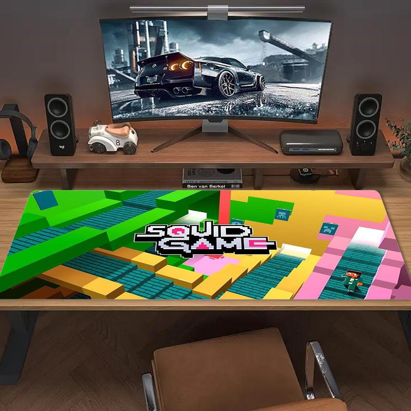 Squid Game Poster Color Mouse Pad Large Gaming Table Cushion Non-slip Laptop Tablet Big Mousepad XXL Mat Mini PC Playmat With Lock Edge