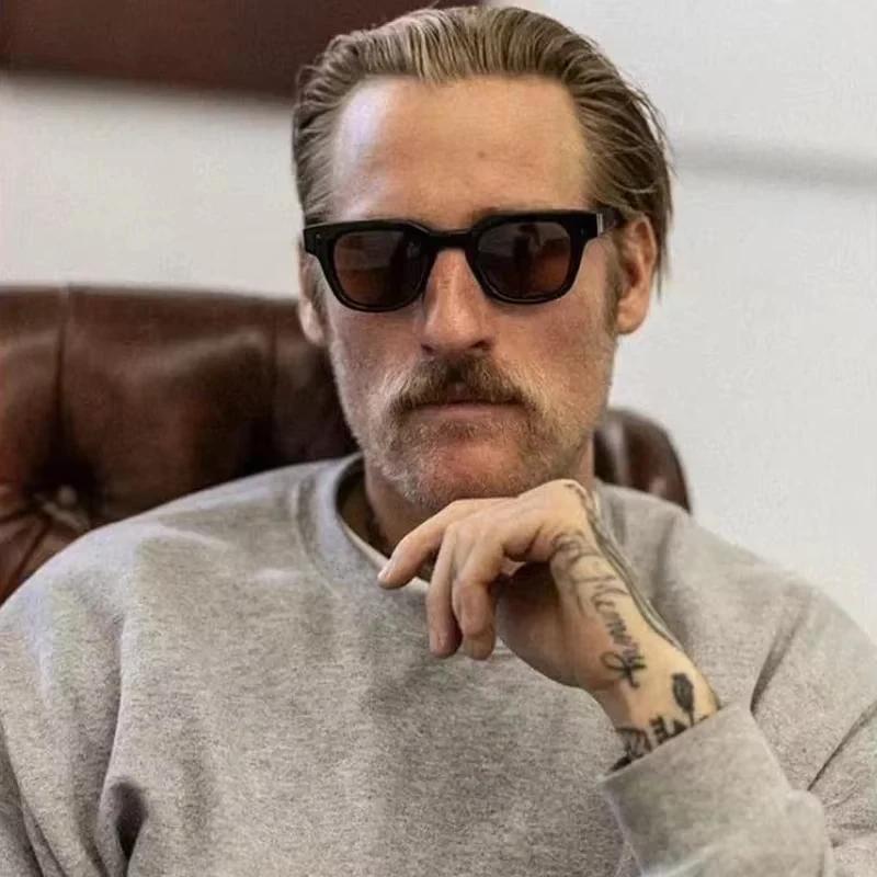 Street Fashion Men's Vintage Tortoise Sunglasses Limited Edition Vintage Classical Square Acetate Solar Glasses Male