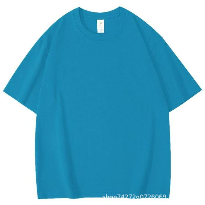450g Heavyweight Short Sleeve Men's Summer Pure Cotton Tee with Small Collar