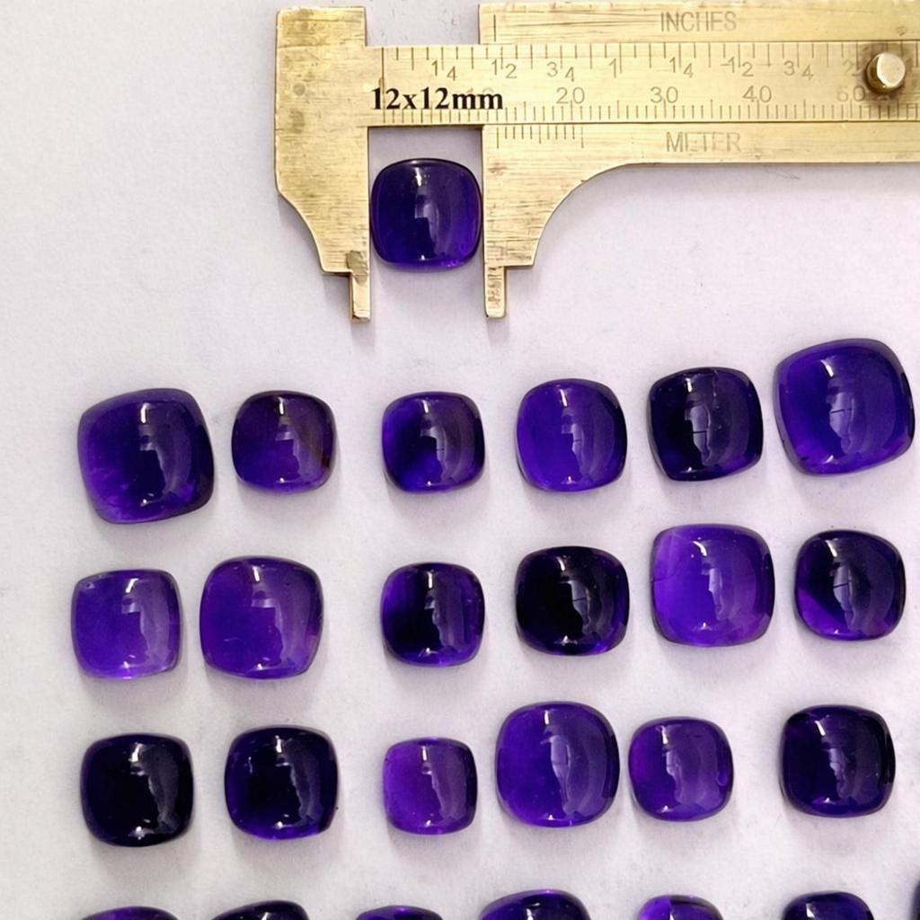 12x12mm Cushion Amethyst Cabochon Lot, Natural Purple Amethyst Gemstones, Polished Cabochons for Jewelry Making