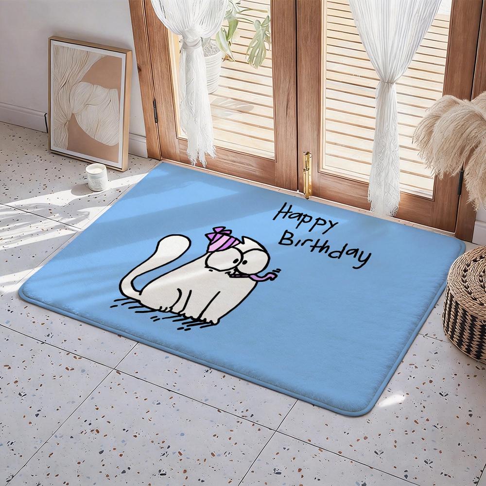 

HOT Cartoon S Simons Cat Floor Mat Eco Flannel Doormat Non Slip Odorless Indoor Floor Rug Soft Short Plush Home Mat 80x120cm