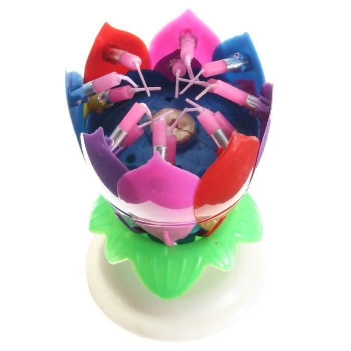 

SMRT U Bougie Anniversaire Fleur Musical Lotus Rotatif Soireé Gâteau Mariage multicolore