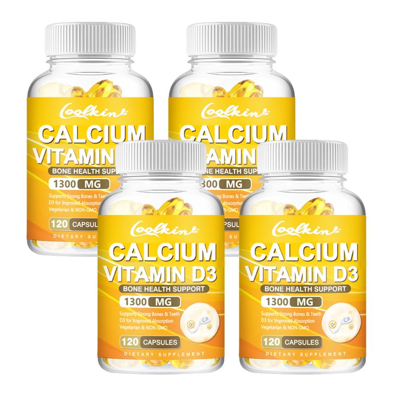 Coolkin - 1300mg Calcium + Vitamin D3 Capsules - For bone, teeth, and muscle health