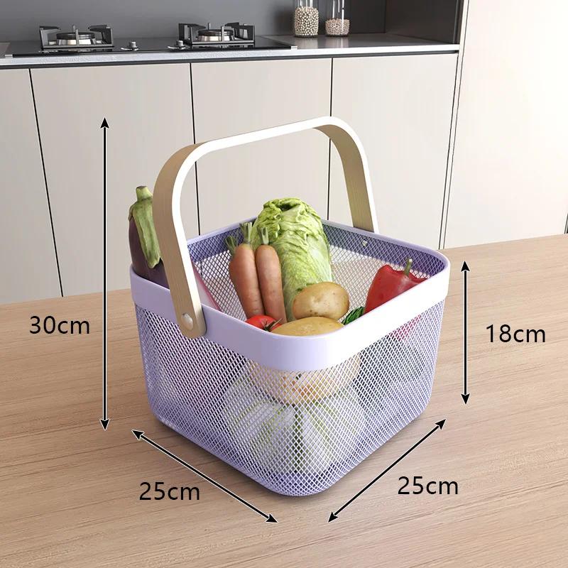 Metal Mesh Basket Multi-functional Hanging Durable Anti Corrosion Bread Fruit Food Organizer Bathroom Organizer Kitchen Baskets