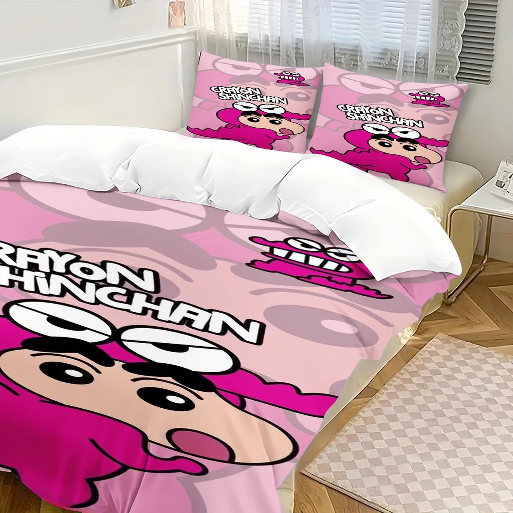 Påslakan Crayon Shin-chan Tecknad Japanska serier Hem Tryckt Kuddfodral Set Vuxen Sovrum Barn Täcke Sängkläder