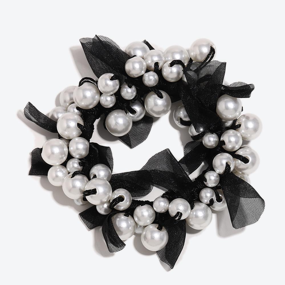 

1 шт. Модный аксессуар для волос Красочная ткань Жемчужная резинка для волос Эластичная резинка для пучка Бант Повязка на голову Кольцо для волос для хвостика