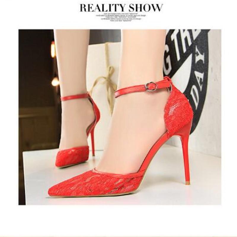 

BIGTREE Женская обувь с острым носком и ремешком для ночного клуба, туфли на высоком каблуке