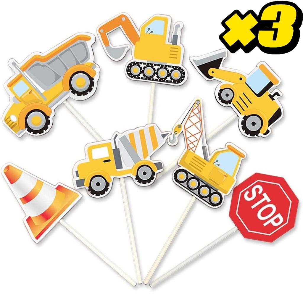 Baustellen Cupcake Topper Picks Kipper Bagger Traktor Kuchen Topper für Kinder Geburtstag Babyparty Party Dekorationen
