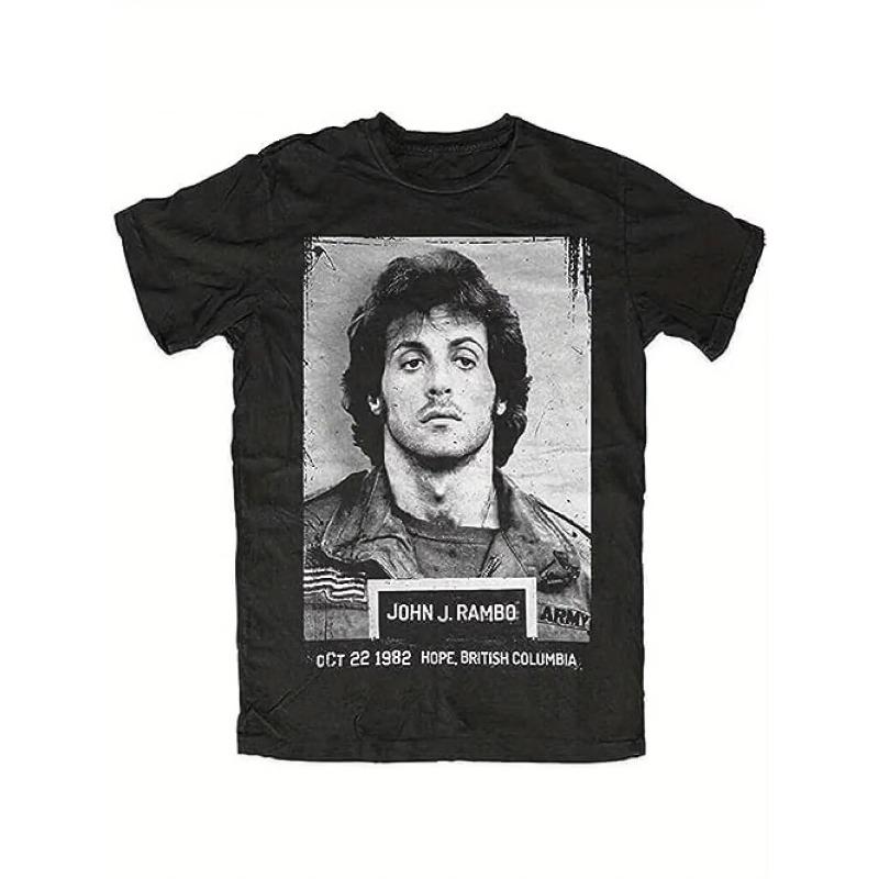 Unisexs John Rambo Theme Tshirt Iconic Movie Pattern Retro Unisexs Pure Cotton Tshirt Summer Unisex Casual Tshirt