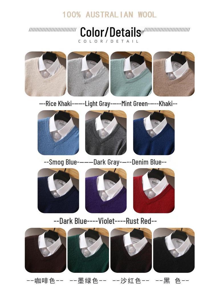 Men's Luxury Cashmere Knit V-Neck Sweater - Autumn/Winter Collection
