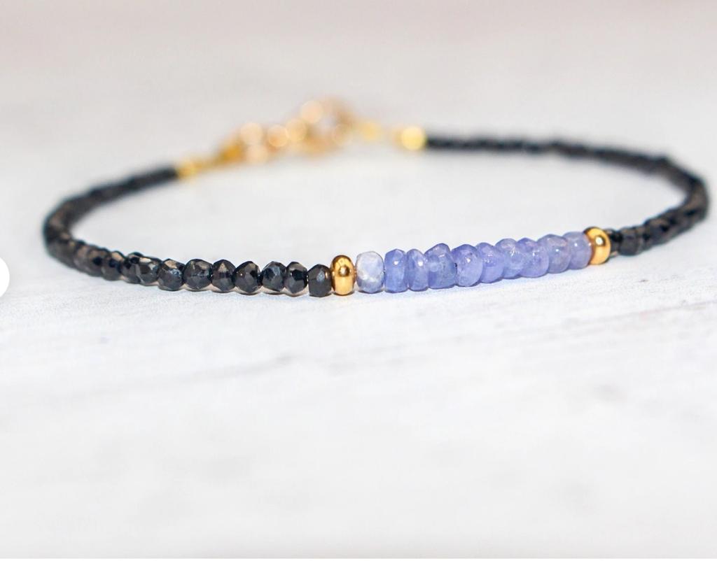Black Crystal Tourmaline Bracelet, Empath Protection Bracelet for Women, Dainty Black Tourmaline Jewelry,
