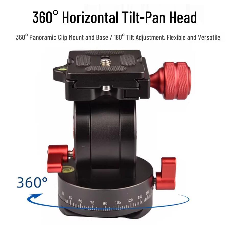 2D Panoramic DSLR Pan Tilt Head with Hydraulic Damping Ball for Photography & Videography Tripod Set