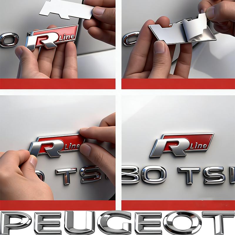 For Volkswagen Je3D Metal R logo Sticker Car Rear Trunk Body Emblem Sticker For VW GTI Polo Passat B6Golf MK6 Tiguan Jetta Beetle ID.3 CC/Hub Cap