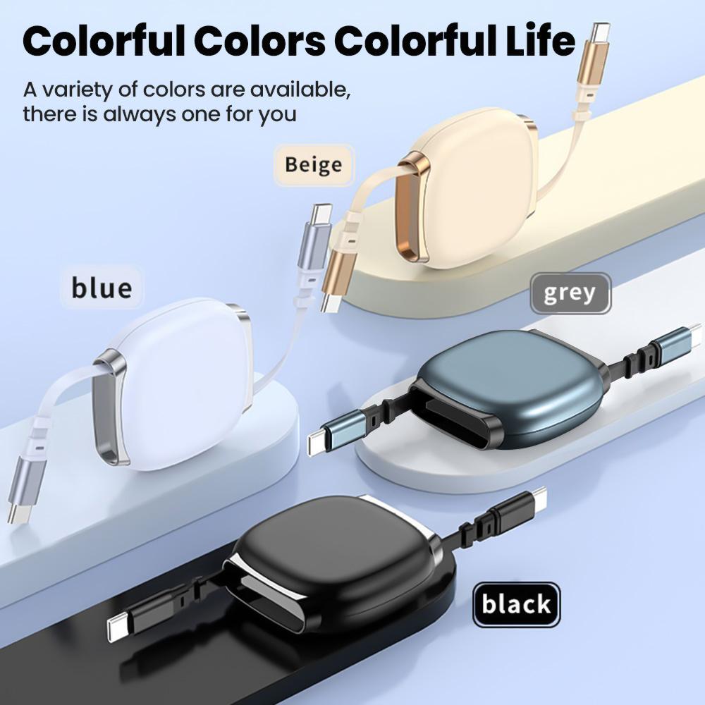 100W Retractable Type C To Type C Cable PD Fast Charging Phone Cable For Iphone 15 16 Samsung Notebook USB C Data Cable Wire