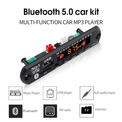 Wireless Bluetooth 5.0 9V-12V MP3 WMA Decoder Board Car Audio USB TF FM Radio Module Color Screen MP3 Player with Remote Control