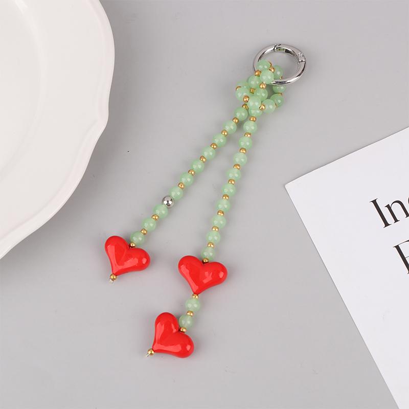 Bag Charm For Women Y2K Accesories Love Heart Pendant Colorful Beads Chain  Lady Jewelry
