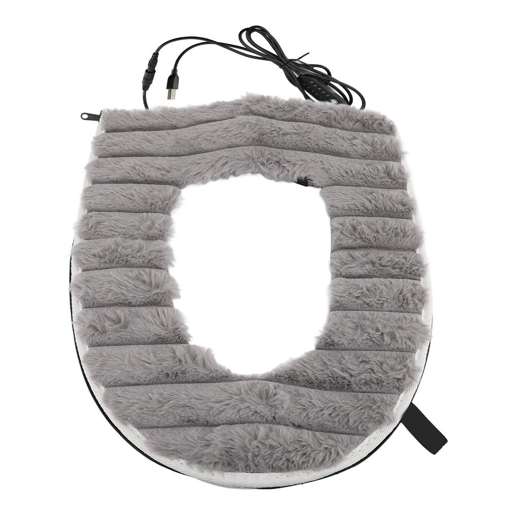 Toilet Heated Seat Cover USB Powered Seat Cushion Warmer Washable Velvet Cloth Pad for Home Bathroom 43x37cm
