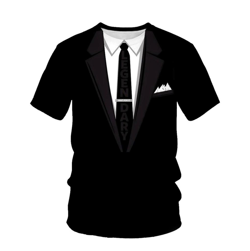 Sommer gefälschte zweiteilige Herren T-Shirt 3D Digital gedruckt Kurzarm T-Shirt Top