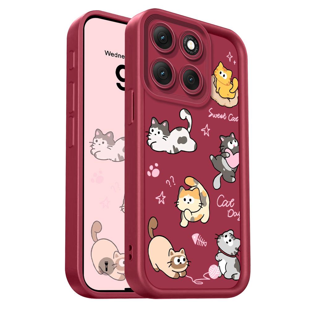 

Playing Cute Cat Phone Case For Motorola G86 G85 G84 G75 G60 G56 G54 G53 G52 G35 G34 G32 G30 G24 G22 G15 4G 5G Staircase Soft Co Moto G22 винный