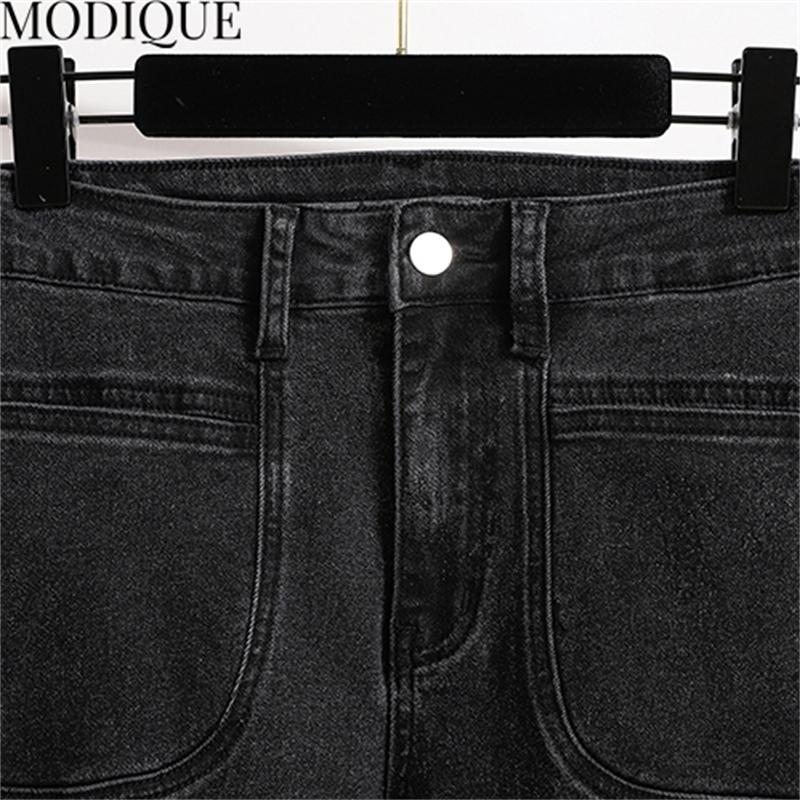 MODIQUE Spring Plus Size New Women Versatile Vintage High Waisted Slimmer Elastic Long Jeans Lady Casual Pencil Pants   Trousers