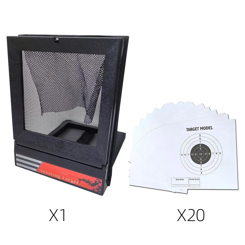 Gun Airsoft Target with Trap Net Catcher, Stand and Paper Target, for Airsoft Training Shooting BB Pellets Indoor Outdoor
