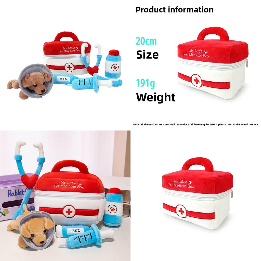Pet Medical Kit Plush Toy With Soft Short Pile For Family Role Play And Interactive Play